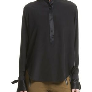 Rag & Bone Black Dylan Tie Cuff Blouse Medium